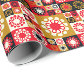 アジア金ゴールド赤モザイク、民族スタイル。 ラッピングペーパー (ロールコーナー)