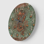 アジア銅のドラゴンの錆ついた金属のファンタジーの芸術の時計 ラージ壁時計 (傾斜)