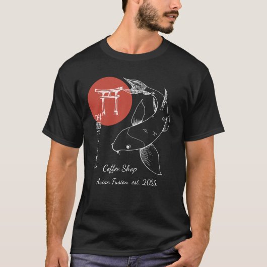 アジア風の鯉の個性的なデザイン Tシャツ (正面)