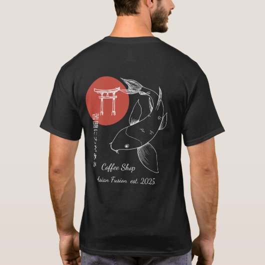 アジア風の鯉の個性的なデザイン Tシャツ (裏面)