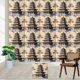 アジア風花文様の寺院チノワジー・パゴダ タイル