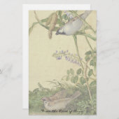アジア鳥の野生の花によっては生息地の文房具が開花します 便箋 (正面/裏面)