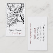 アジア黒くか白い花柄の名刺 名刺 (正面/裏面)