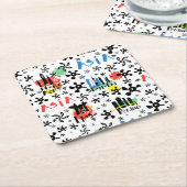 アジア|の記号パターン スクエアペーパーコースター (アングル)