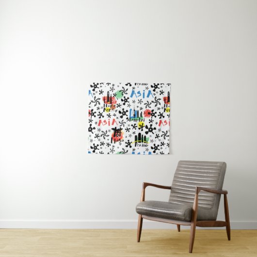 アジア|の記号パターン タペストリー (インサイチュ(横))