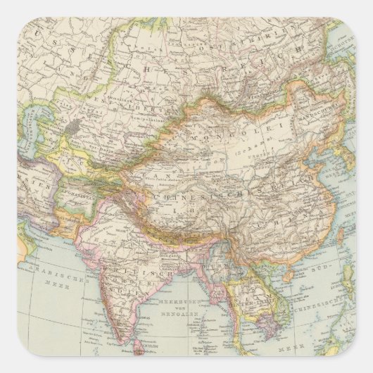 アジア – アジアの地図 スクエアシール (正面)