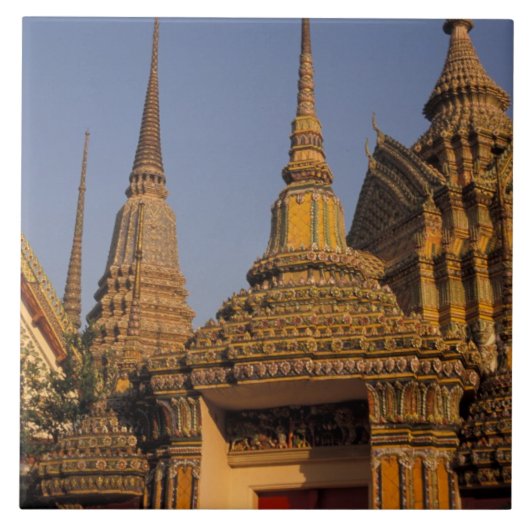 アジア、タイ、バンコク、ワットポ、市で最も古い タイル (正面)