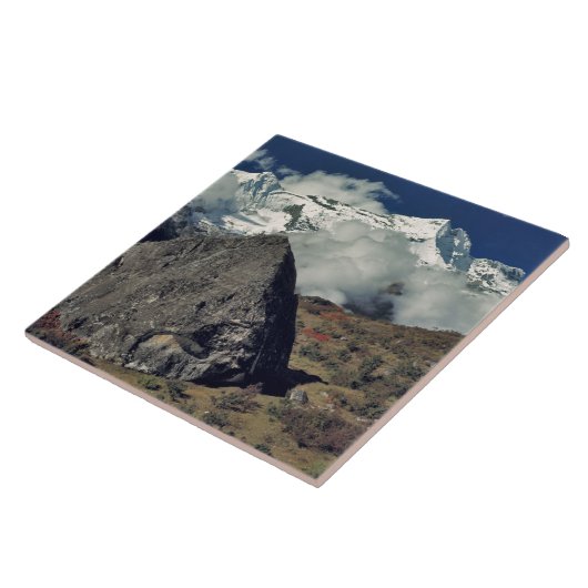 アジア、ネパール、サガルマタNP。仏教祈りの言葉 タイル (側面)