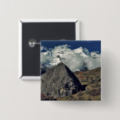 アジア、ネパール、サガルマタNP。仏教祈りの言葉 缶バッジ (正面&裏面)