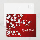 アジア フローラル ホワイト さくら ピンク 感謝 ポストカード (正面/裏面)