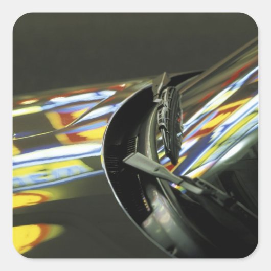 アジア、マレーシア、メラカ。車のネオン反射 スクエアシール (正面)