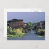 アジア、ミャンマー、インレ湖。浮かぶ村 ポストカード (正面/裏面)