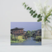 アジア、ミャンマー、インレ湖。浮かぶ村 ポストカード (スタンド正面)