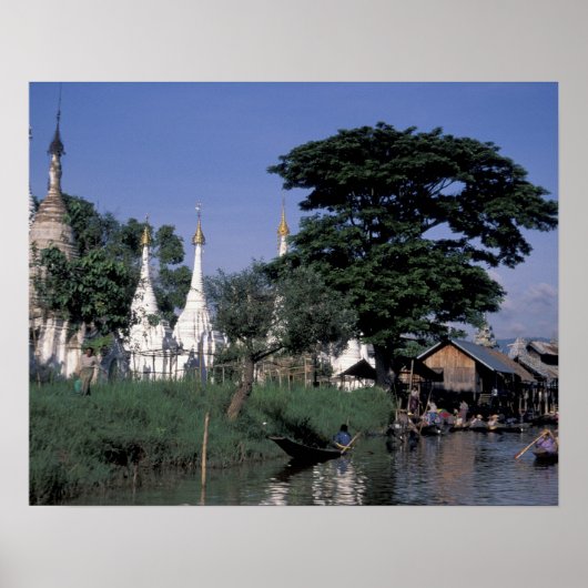 アジア、ミャンマー、インレ湖。浮き市場。 ポスター (正面)