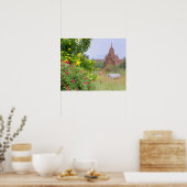 アジア、ミャンマー（ビルマ）、バガン(異教の)。牛 ポスター (キッチン)