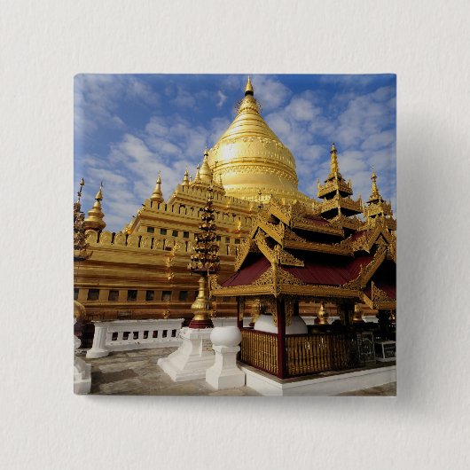 アジア、ミャンマー（ミャンマー）、バガン(異教のバガン)。 ザシュー2 缶バッジ (正面)