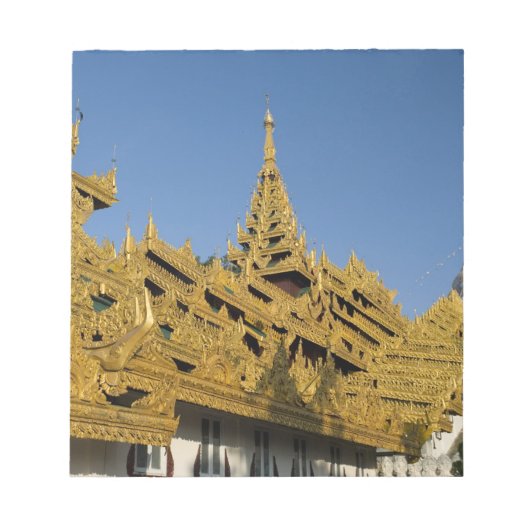 アジア、ミャンマー、ヤンゴン。シェダゴンの黄金の塔2 ノートパッド (正面)