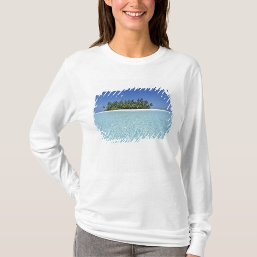 アジア、モルディブ、アリ環礁、無人島 Tシャツ (正面)