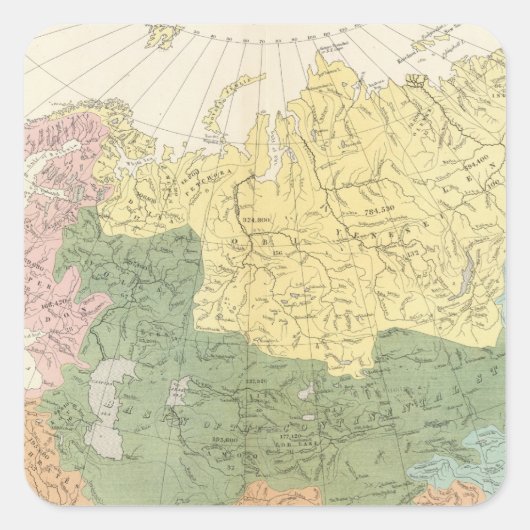 アジア、ヨーロッパの河川系 スクエアシール (正面)