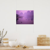 アジア、中国、関西、長州。筏に乗った漁師 ポスター (キッチン)