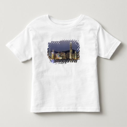 アジア、中国、香港、都市スカイラインと2 トドラーTシャツ (正面)