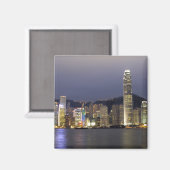 アジア、中国、香港、都市スカイラインと2 マグネット (正面/裏面)
