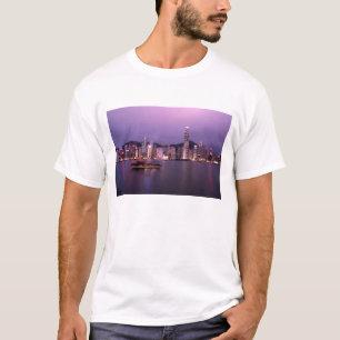 アジア、中国、香港、都市スカイラインと Tシャツ