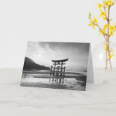 アジア、日本、宮島。鳥居の門 カード (黄色い花)