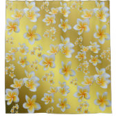 アジア，黄，白，開花，明るい，金ゴールド,フローラ シャワーカーテン (正面)