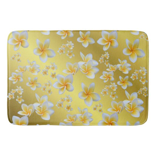 アジア,黄,白,開花,明るい,金ゴールド,フローラ バスマット (正面)