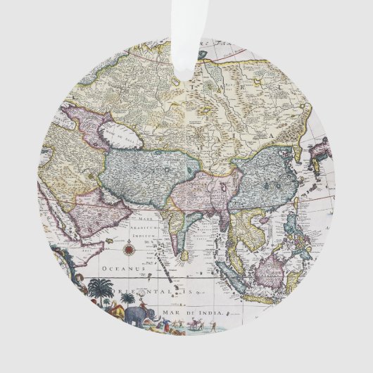アジア| 1696年の旧式な地図 オーナメント (正面)