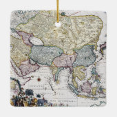 アジア| 1696年の旧式な地図 セラミックオーナメント (裏面)