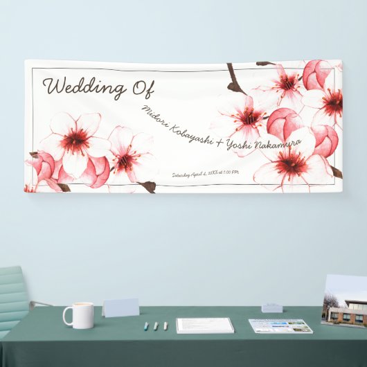 アジインスパイアアの水彩さくらんぼ結婚の花 横断幕 (トレードショー)