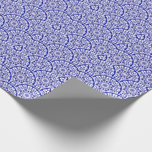 アジインスパイアアの青と白の陶器の陶器の陶器 ラッピングペーパー (角)