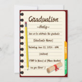 アジェンダノートブックバインダー卒業フォトパーティー 招待状 (裏面)