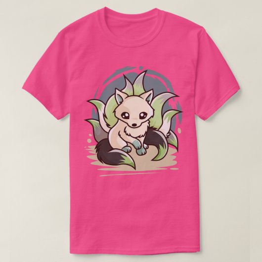 アジェンダーかわいい狐 Tシャツ (デザイン正面)