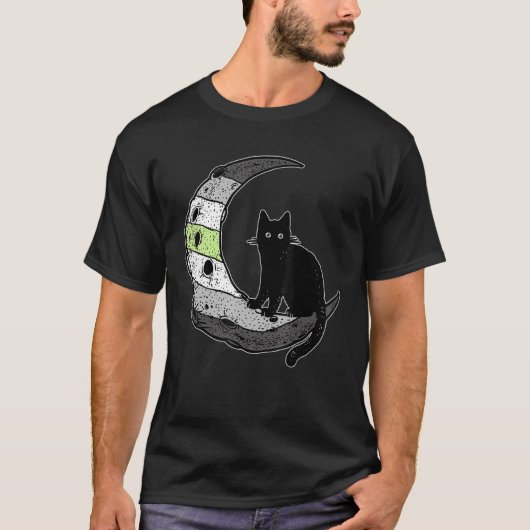アジェンダームーン宇宙猫プライド国旗Lgbt微妙なトラン Tシャツ (正面)
