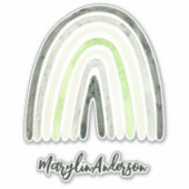 アジェンダー水彩虹LGBTQカスタムモノグラム シール (正面)
