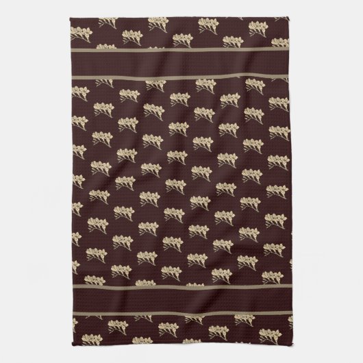 アジエレガントアグディオリ花フローラ茶色 キッチンタオル (縦)