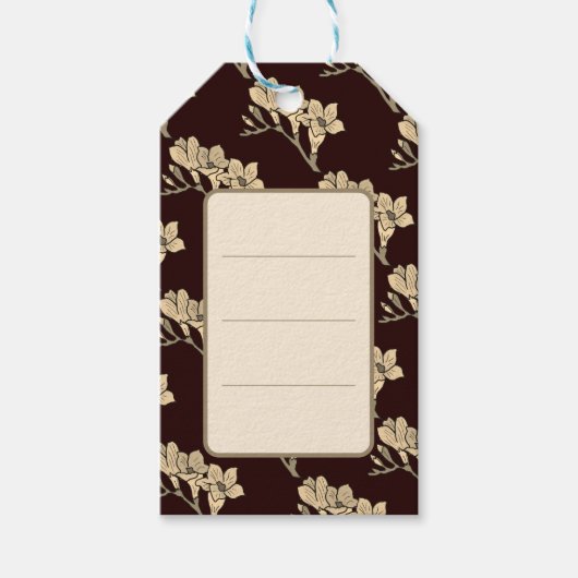 アジエレガントアグディオリ花フローラ茶色 ギフトタグ (正面)
