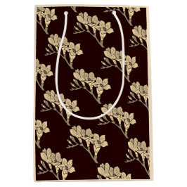 アジエレガントアグディオリ花フローラ茶色 ミディアムペーパーバッグ