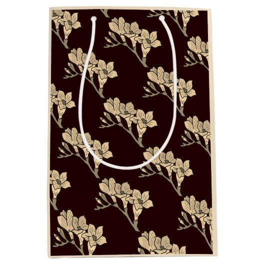 アジエレガントアグディオリ花フローラ茶色 ミディアムペーパーバッグ (正面)