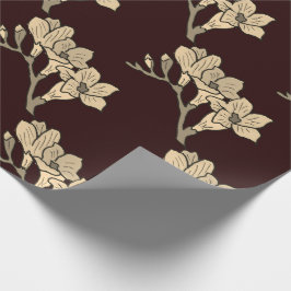 アジエレガントアグディオリ花フローラ茶色 ラッピングペーパー