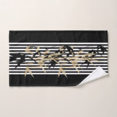 アジエレガントア白黒ストライプ金ゴールド竹セット バスタオルセット (ハンドタオル)