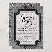 アジカS1ブラック+ホワイトディナーパーティの招待状 招待状 (正面/裏面)