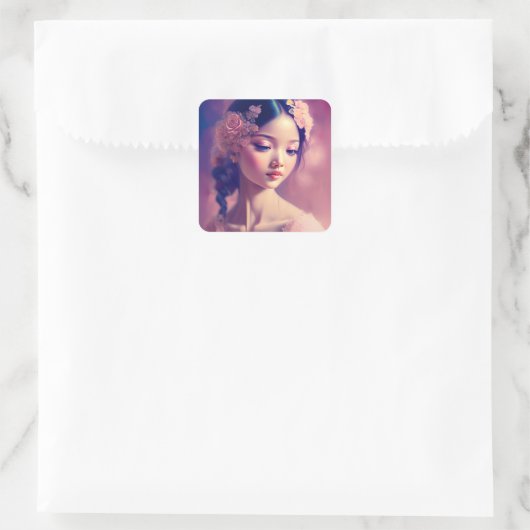 アジクラシックアン・ガールのアートワーク スクエアシール (バッグ)