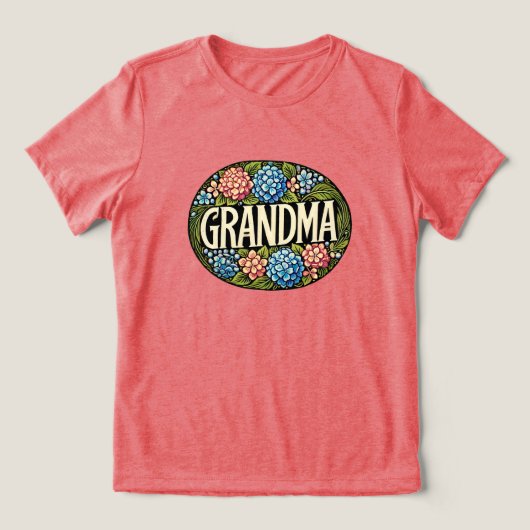 アジサイおばあちゃん トライブレンドTシャツ (デザイン正面)
