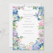 アジサイお洒落ズ誕生日のハミングバード 招待状 (正面)