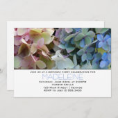 アジサイかわいらしズフローラ誕生日パーティーの招待 招待状 (正面/裏面)