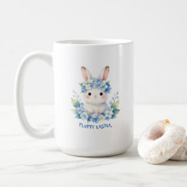 アジサイとイースターのウサギのかわいい水彩画 コーヒーマグカップ